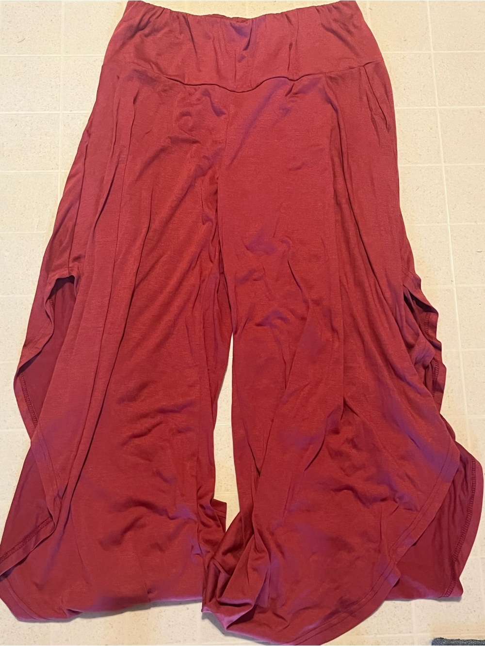 Flowy Wide-Leg Palazzo Pants - Burgundy